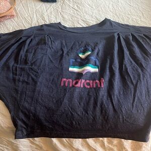 Isabel Marant Black Tee with Multicolor Logo